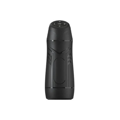 Black enclosed suction masturbator with controls on its top panel