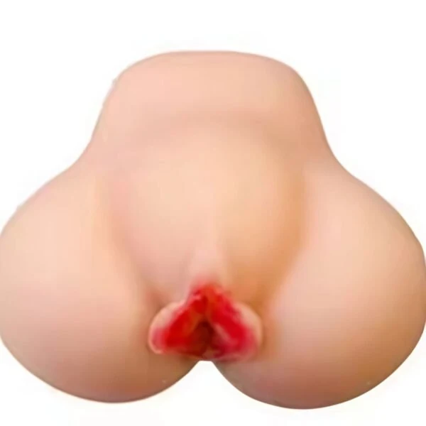 Front view of a flesh-tone rounded hip-shaped adult masturbator